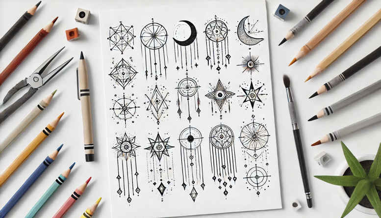 minimalist-script – tattoo design ideas free ai generated – repetitive-shapes – for-upper-back – Gallery: minimalistic-inkby-ai