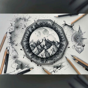 geometric-figures – tattoo design ideas free ai generated – repetitive-shapes – for-lower-arm – Gallery: nature-and-geometry-inkby-ai