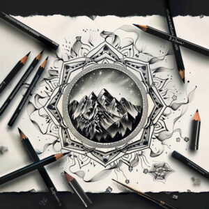 geometric-structure – tattoo design ideas free ai generated – transcendent – for-temple – Gallery: nature-and-geometry-inkby-ai