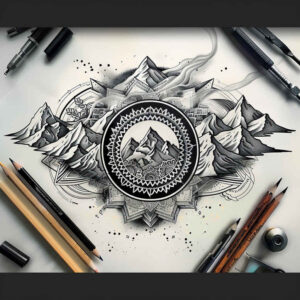 geometry-and-light – tattoo design ideas free ai generated – unbroken-circle – for-heel – Gallery: nature-and-geometry-inkby-ai