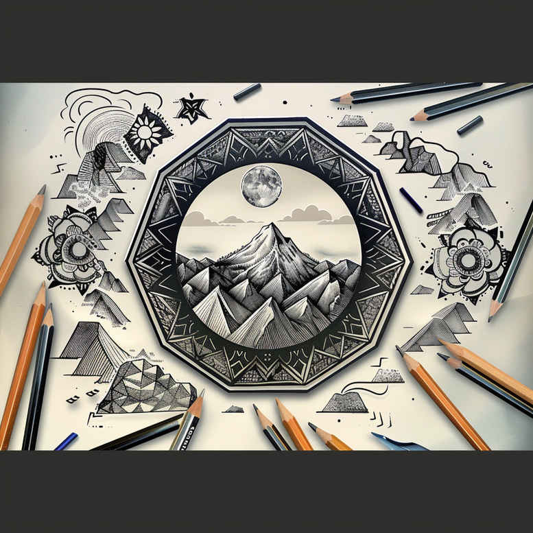 natural-geometric-forms – tattoo design ideas free ai generated – intricate – for-forearm – Gallery: nature-and-geometry-inkby-ai