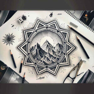 natural-lines – tattoo design ideas free ai generated – hypnotic – for-heel – Gallery: nature-and-geometry-inkby-ai