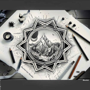 nature-and-geometry tattoo design ideas classic composition geometric cluster for scapula