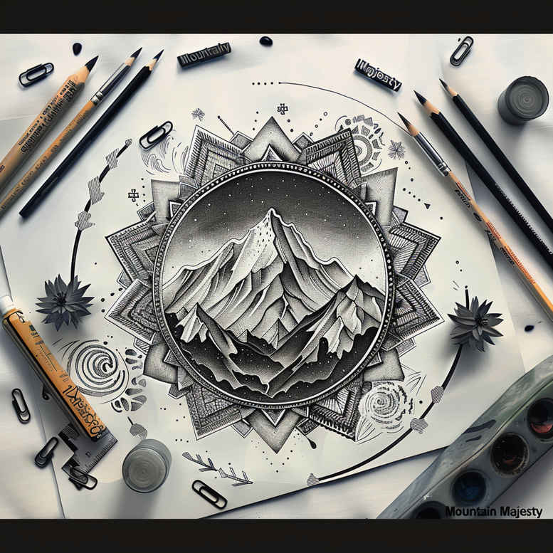 nature-and-geometry tattoo design ideas Realism reflective light geometric outline for upper thigh