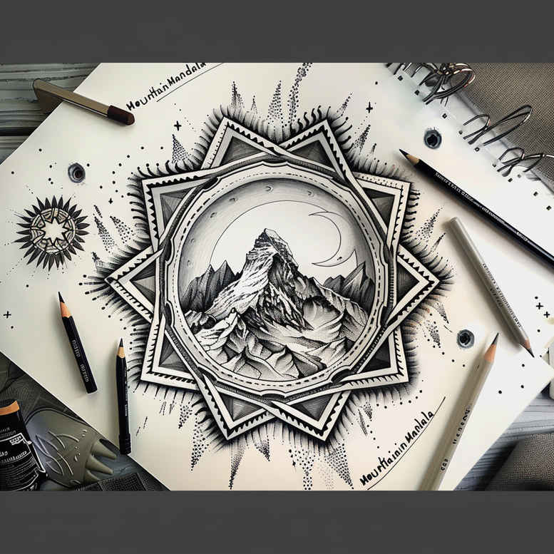 nature-and-geometry tattoo design ideas Surrealism imperfect symmetry interlocking shapes meaning resilience