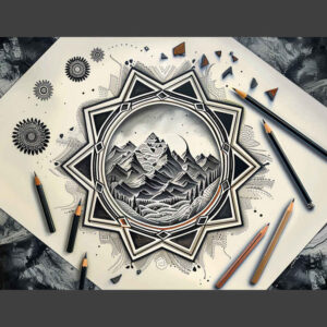 nature-and-geometry tattoo design ideas Surrealism unearthly parallel lines represents perseverance