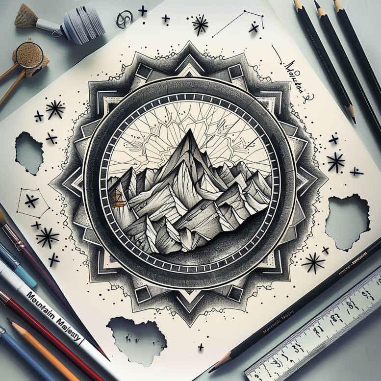 nature-and-geometry tattoo design ideas Surrealism mysterious symmetry axis meaning endurance