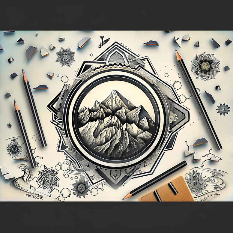nature-and-geometry tattoo design ideas Surrealism unreal vector grid for nape