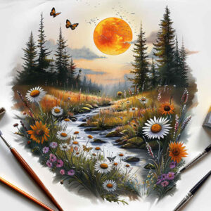 mist-tattoo – tattoo design ideas free ai generated – neotraditional-expressive-color – for-back-shoulder – Gallery: nature-inkby-ai