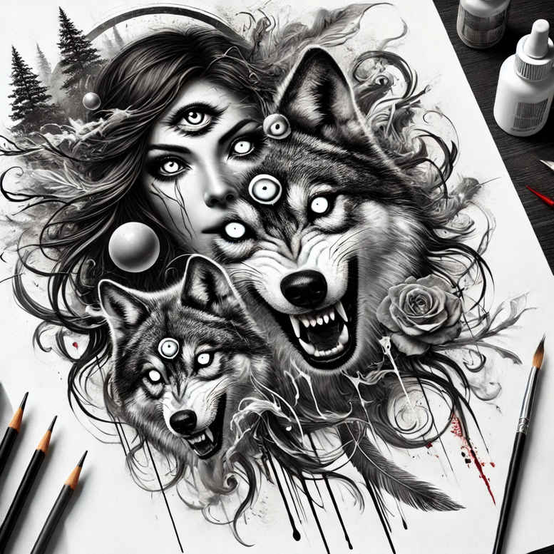 dark-abstraction-tattoo – tattoo design ideas free ai generated – neotraditional-modern-classic – for-scapula – Gallery: other-dark-inkby-ai