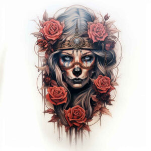 dark-abstraction-tattoo – tattoo design ideas free ai generated – surrealism-ethereal-textures – for-lower-chest – Gallery: other-dark-inkby-ai