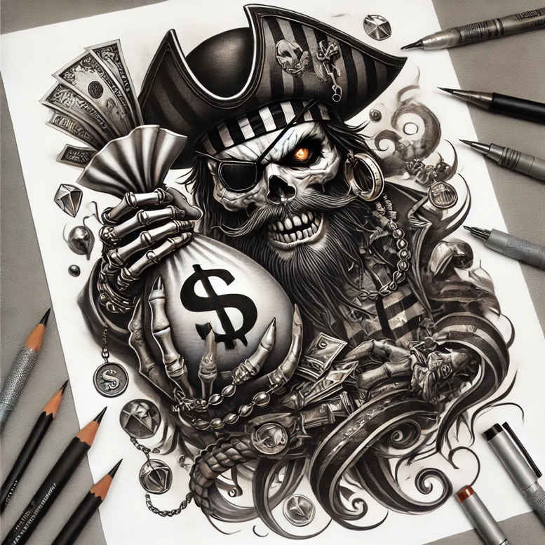 dark-animal-tattoo – tattoo design ideas free ai generated – neotraditional-refined-color-palette – for-hip – Gallery: other-dark-inkby-ai