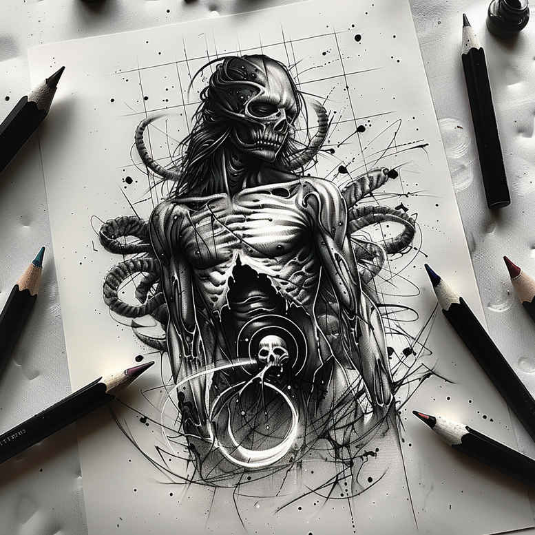 dark-sign-tattoo – tattoo design ideas free ai generated – realism-deep-shadows – for-lower-back – Gallery: other-dark-inkby-ai