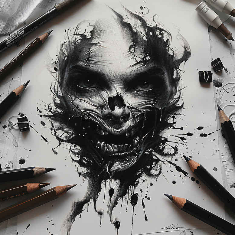other-dark tattoo design ideas Realism lifelike eyes foreboding for calf