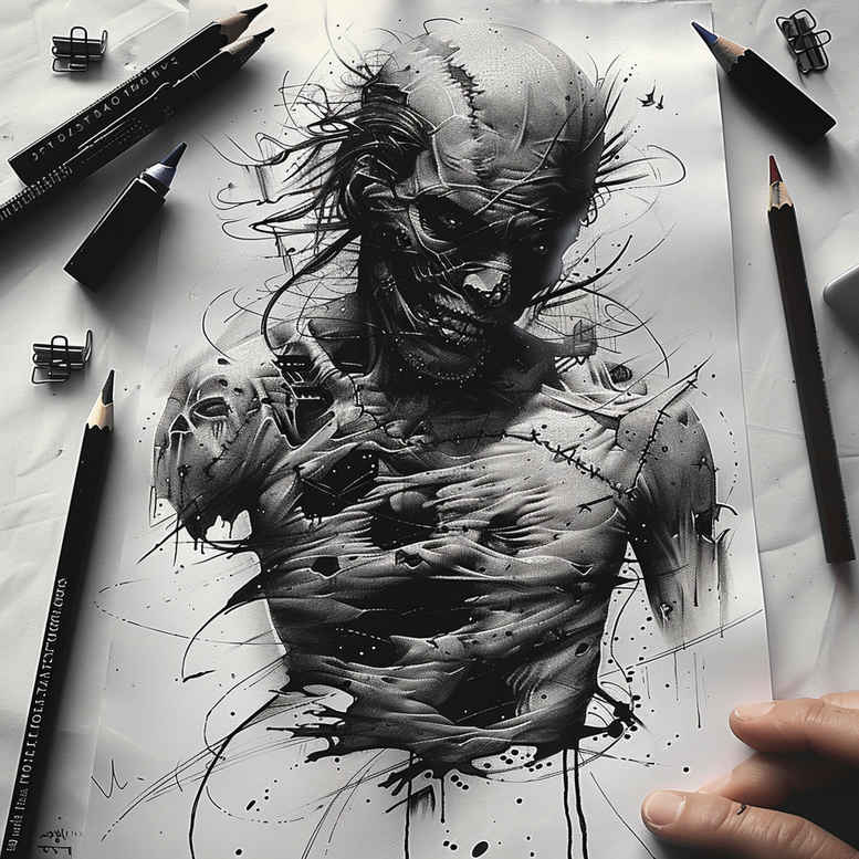 other-dark tattoo design ideas CGI-rendered noir for lower arm
