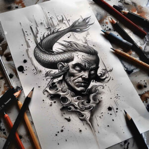 other-dark tattoo design ideas Surrealism mystical paranormal embodying courage
