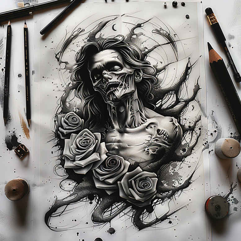 other-dark tattoo design ideas accent shading phantom for full back
