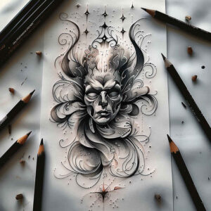 other-dark tattoo design ideas Surrealism hallucinogenic shadow represents determination
