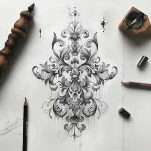 delicate-abstract-patterns – tattoo design ideas free ai generated – clean-lines – for-sternum – Gallery: other-delicate-inkby-ai