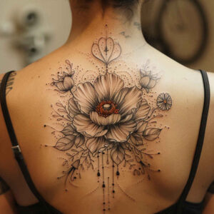 flowers-with-detail – tattoo design ideas free ai generated – realism-gradient-tones – for-calf – Gallery: other-flowers-inkby-ai