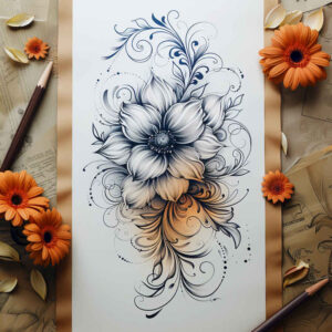ornamental-flower-tattoo – tattoo design ideas free ai generated – realism-anatomical-accuracy – for-toe – Gallery: other-flowers-inkby-ai