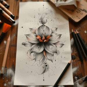 other-flowers tattoo design ideas fine dot smooth lines for knee