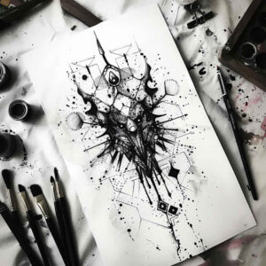 micro-line – tattoo design ideas free ai generated – realism-realistic-shadowing – for-sternum – Gallery: other-other-inkby-ai