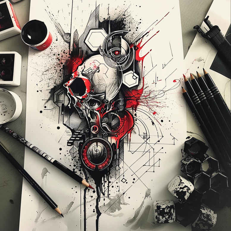 other tattoo design ideas Surrealism melting forms sharp-focus for triceps