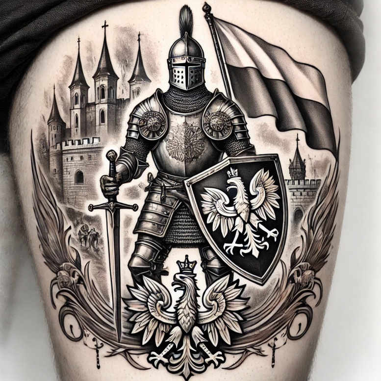 polska-flaga-neotraditional-layered-fill-for-back-shoulder – tattoo design ideas free ai generated – Gallery: poland-inkby-ai