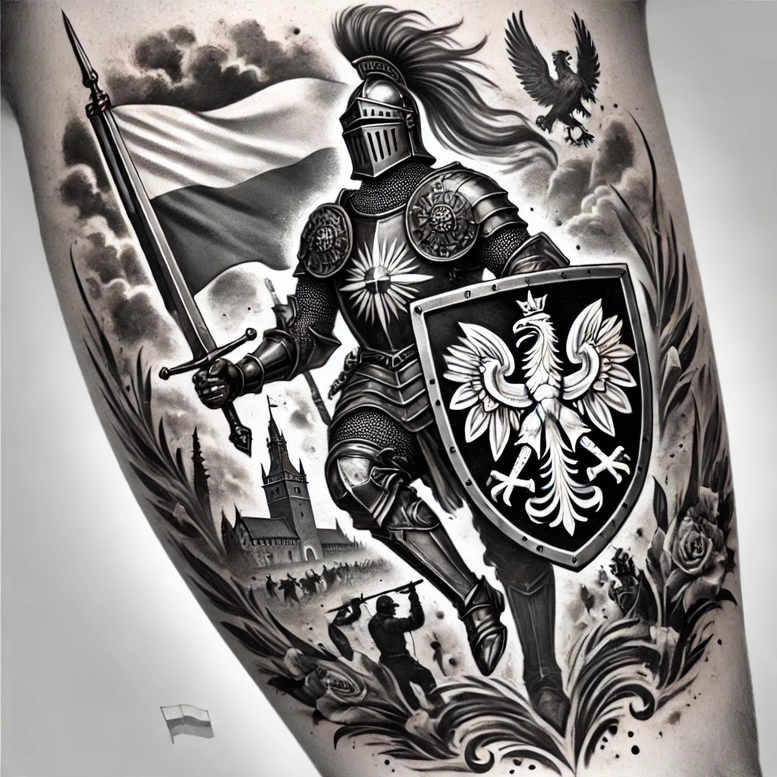 polskie-barwy-realism-full-detail-for-thigh – tattoo design ideas free ai generated – Gallery: poland-inkby-ai