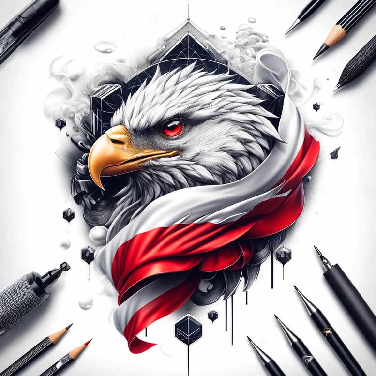 poland tattoo design ideas CGI-rendered abstract for upper back