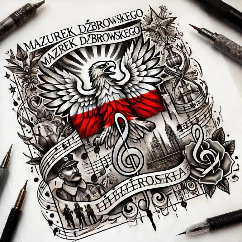 poland tattoo design ideas Realism detailed rendering vibrant symbol of perseverance