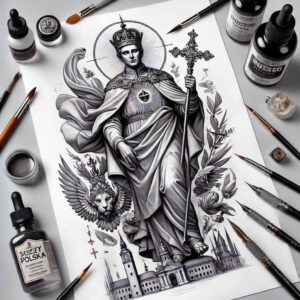 polska-neotraditional-strong-outlines-for-ribs – tattoo design ideas free ai generated – Gallery: poland-inkby-ai