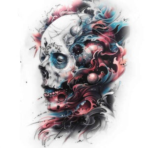 abstract-skull-tattoo – tattoo design ideas free ai generated – empty – for-calf – Gallery: skulls-inkby-ai