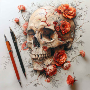 abstract-skull-tattoo – tattoo design ideas free ai generated – invisible-entity – for-ribs – Gallery: skulls-inkby-ai