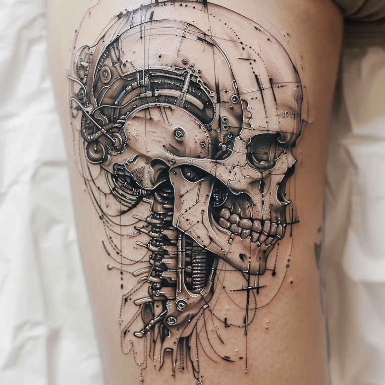 abstract-skull-tattoo – tattoo design ideas free ai generated – mystic-darkness – for-fingers – Gallery: skulls-inkby-ai