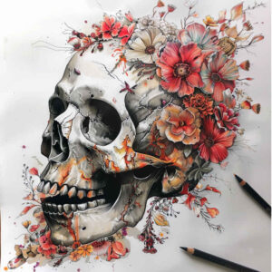 artistic-detail-skull-tattoo – tattoo design ideas free ai generated – witchcraft – for-full-back – Gallery: skulls-inkby-ai