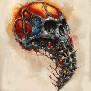 bold-contour-skull-tattoo – tattoo design ideas free ai generated – bizarre – for-upper-arm – Gallery: skulls-inkby-ai
