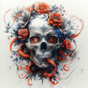 colorful-skull-tattoo – tattoo design ideas free ai generated – dreadful – for-shoulder-blade – Gallery: skulls-inkby-ai