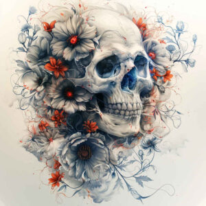 colorful-skull-tattoo – tattoo design ideas free ai generated – sacrifice – for-lower-leg – Gallery: skulls-inkby-ai