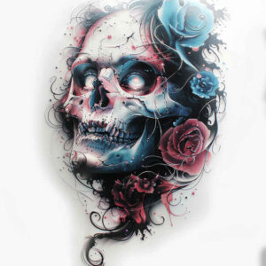 contour-skull-tattoo – tattoo design ideas free ai generated – claw-marks – for-forearm – Gallery: skulls-inkby-ai