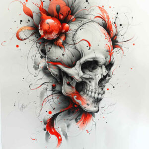 contour-skull-tattoo – tattoo design ideas free ai generated – mystic-darkness – for-collarbone – Gallery: skulls-inkby-ai