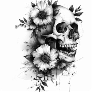 courage-symbol-skull-tattoo – tattoo design ideas free ai generated – gothic – for-back – Gallery: skulls-inkby-ai