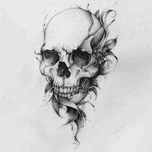 courage-symbol-skull-tattoo – tattoo design ideas free ai generated – strange-laughter – for-scapula – Gallery: skulls-inkby-ai