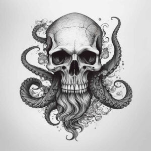 detailed-skull-tattoo – tattoo design ideas free ai generated – melting – for-abdomen – Gallery: skulls-inkby-ai