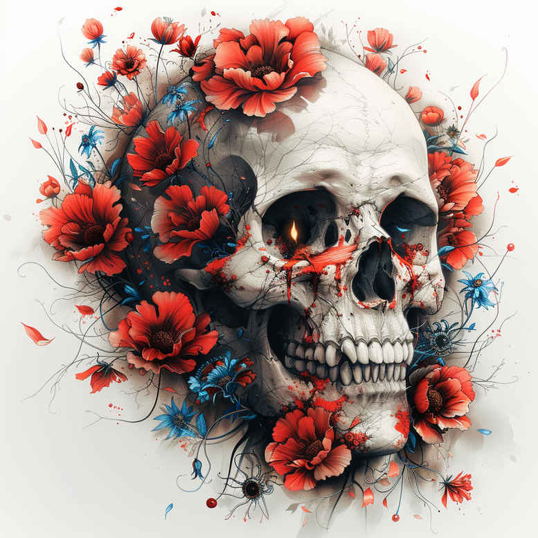 energy-motif-skull-tattoo – tattoo design ideas free ai generated – petrified – for-temple – Gallery: skulls-inkby-ai