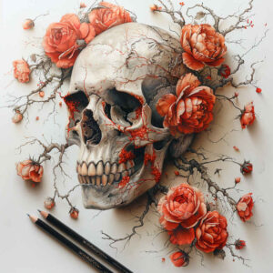 energy-motif-skull-tattoo – tattoo design ideas free ai generated – shadows – for-chest – Gallery: skulls-inkby-ai