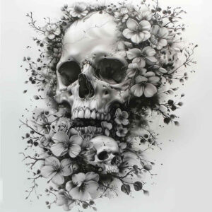 feather-skull-tattoo – tattoo design ideas free ai generated – ancient-curse – for-elbow – Gallery: skulls-inkby-ai