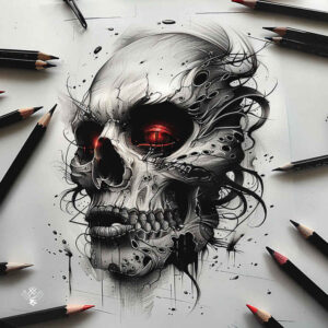 feather-skull-tattoo – tattoo design ideas free ai generated – grim – for-triceps – Gallery: skulls-inkby-ai