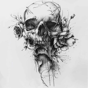 line-skull-tattoo – tattoo design ideas free ai generated – unnatural – for-calf – Gallery: skulls-inkby-ai